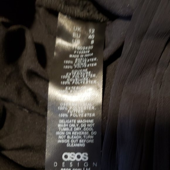 Asos Designs Black Ruched Detail Textured Chiffon Skirt Size 8 NWT - Picture 6 of 6